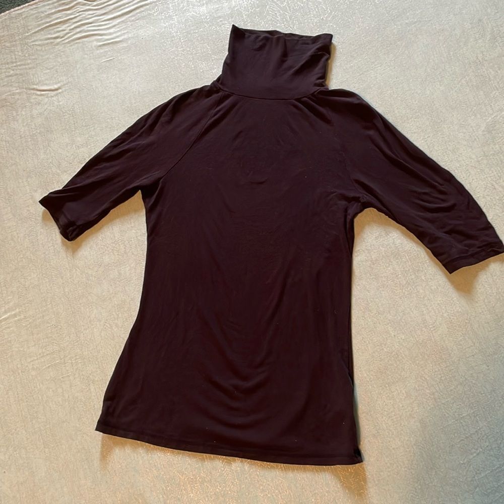 Decree elbow sleeve black turtleneck, soft & comfy, S/M
